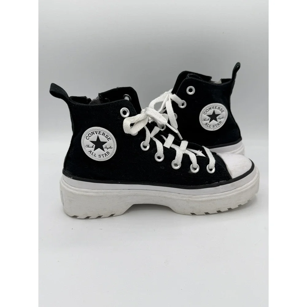 Converse Lugged Lift Platform Black White Sneakers Youth Size 3